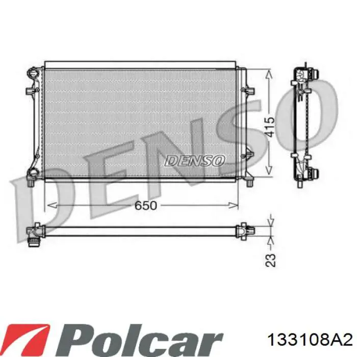 Радиатор охлаждения двигателя Polcar 133108A2 цена, от 41.45 USD