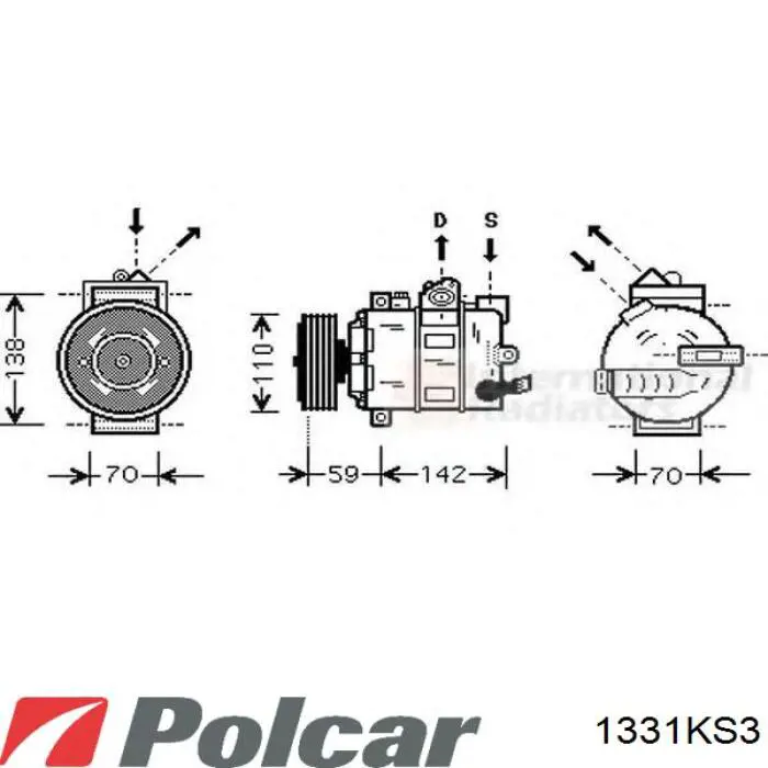 Компрессор системы кондиционирования Polcar 1331KS3 цена, от 160.84 USD