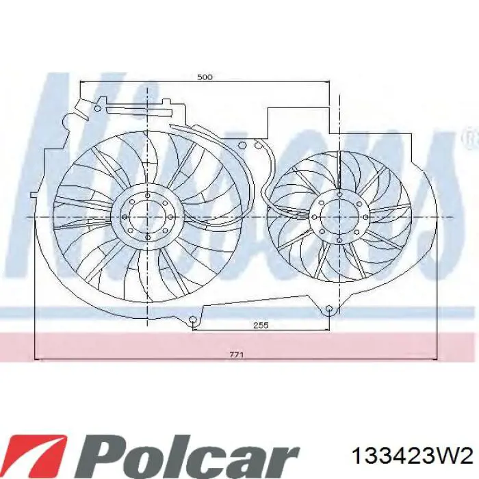 Купить 133423W2 Polcar Диффузор вентилятора в сборе с мотором и крыльчаткой