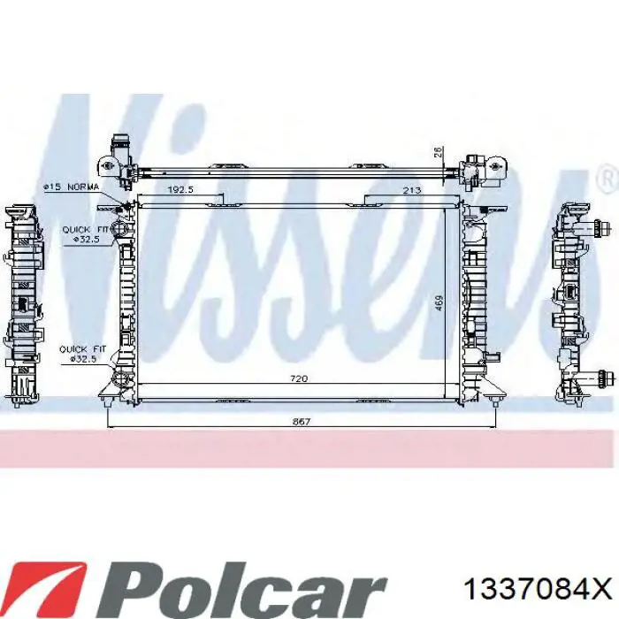 Радиатор охлаждения двигателя Polcar 1337084X цена, от 149.95 USD