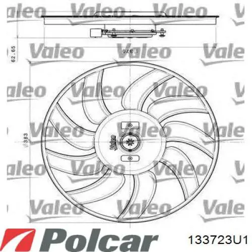 133723U1 Polcar электровентилятор охлаждения в сборе (мотор+крыльчатка левый)