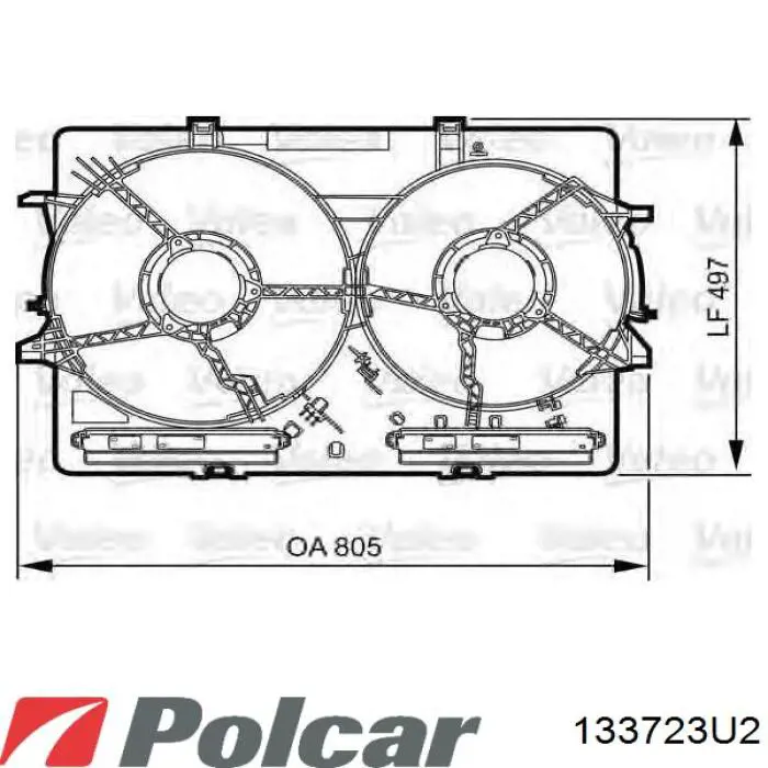 133723U2 Polcar электровентилятор охлаждения в сборе (мотор+крыльчатка правый)
