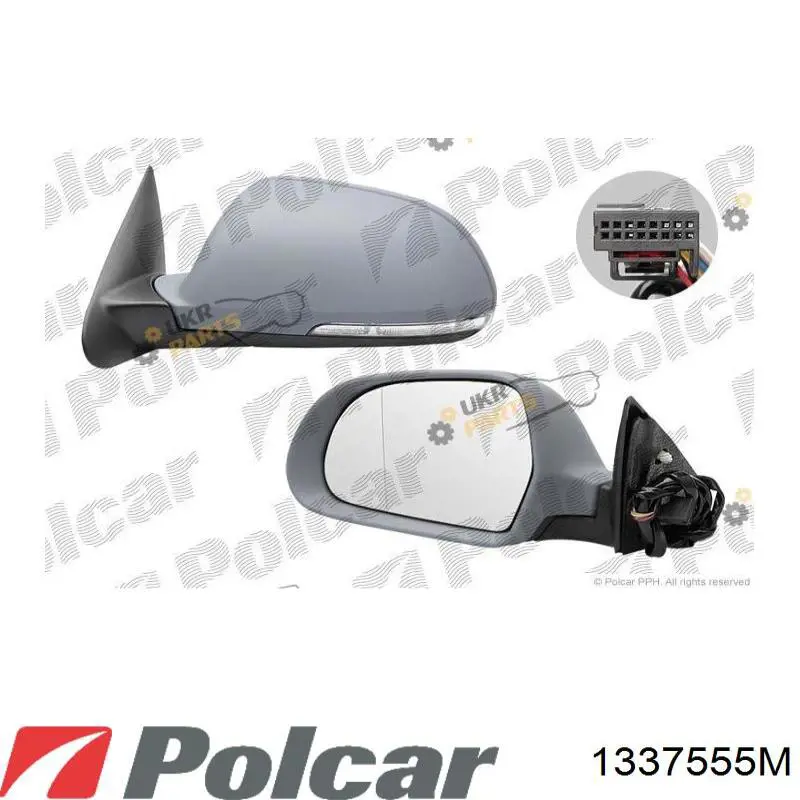 Стекло правого зеркала заднего вида 1337555M Polcar