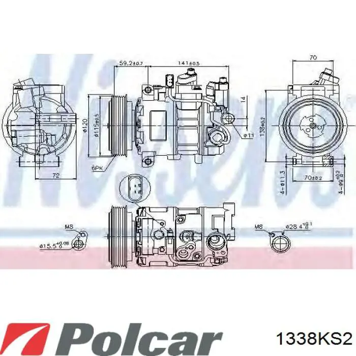 Компрессор системы кондиционирования Polcar 1338KS2 цена, от 211.12 USD