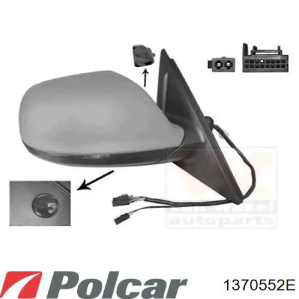 Купить 1370552E Polcar Стекло правого зеркала заднего вида