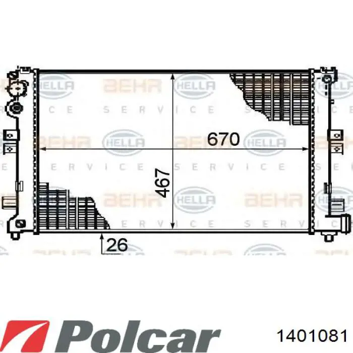 Радиатор охлаждения двигателя Polcar 1401081 цена, от 37.36 USD