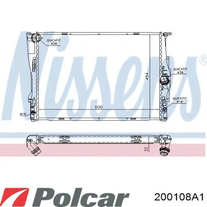 Радиатор 200108A1 Polcar