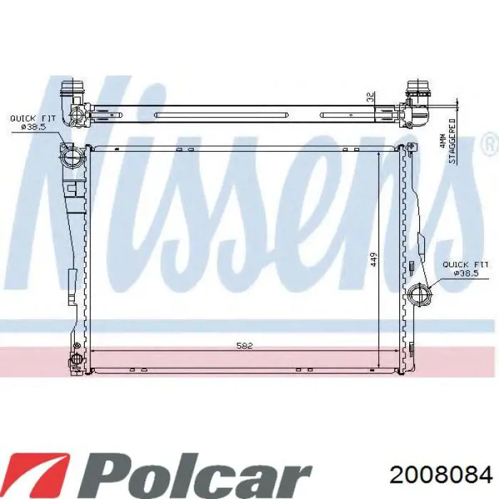 Радиатор охлаждения двигателя Polcar 2008084 цена, от 76.10 USD