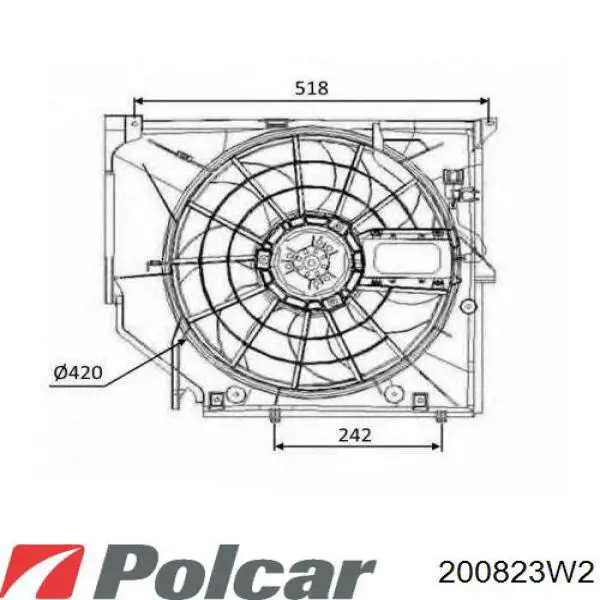 200823W2 Polcar Диффузор радиатора охлаждения в сборе с мотором