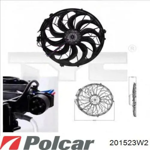 Вентилятор (крыльчатка) радиатора кондиционера POLCAR 201523W2
