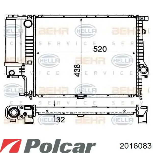 Радиатор 2016083 Polcar