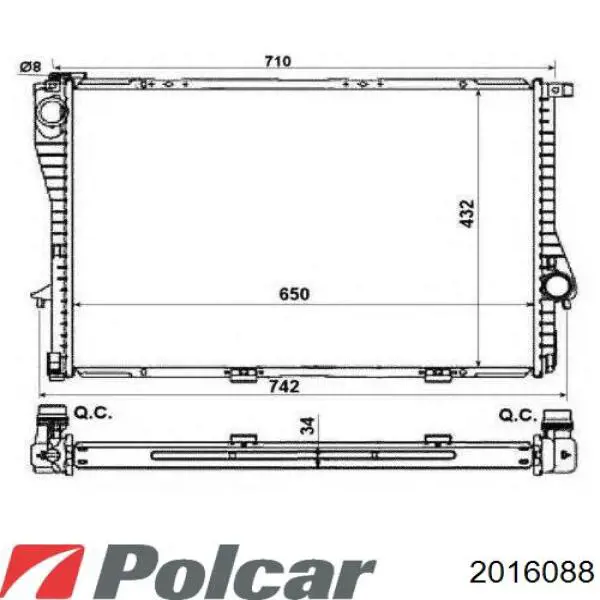 Радиатор 2016088 Polcar