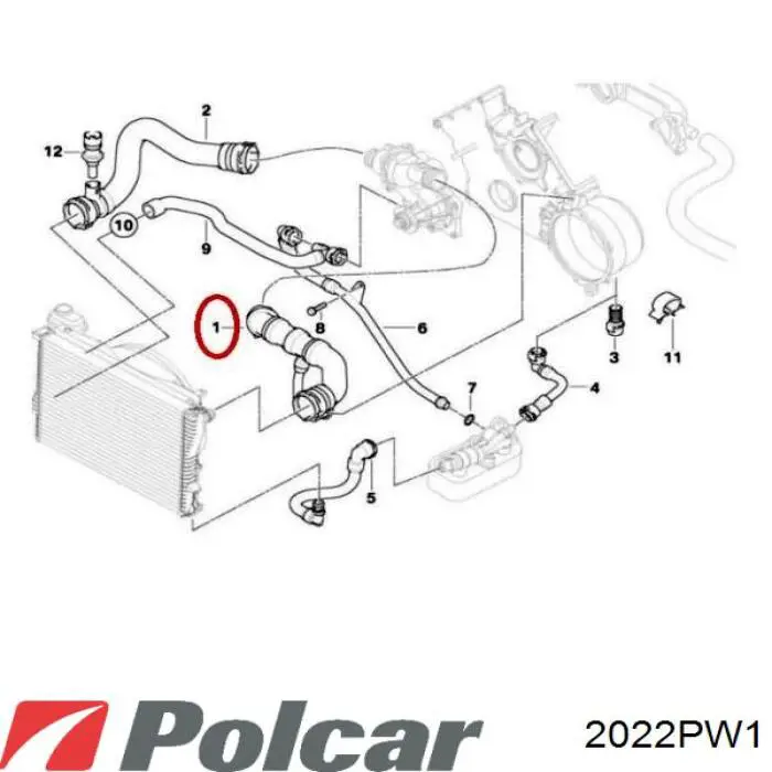 Патрубок радиатора 2022PW1 Polcar