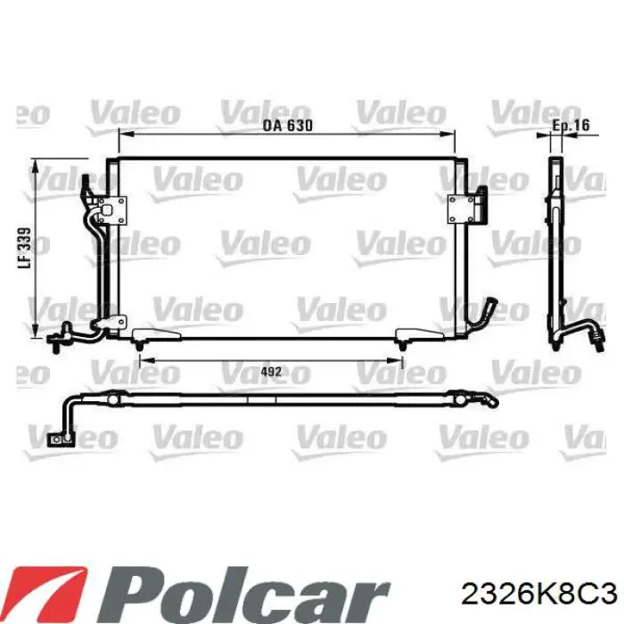 Радиатор кондиционера 2326K8C3 Polcar