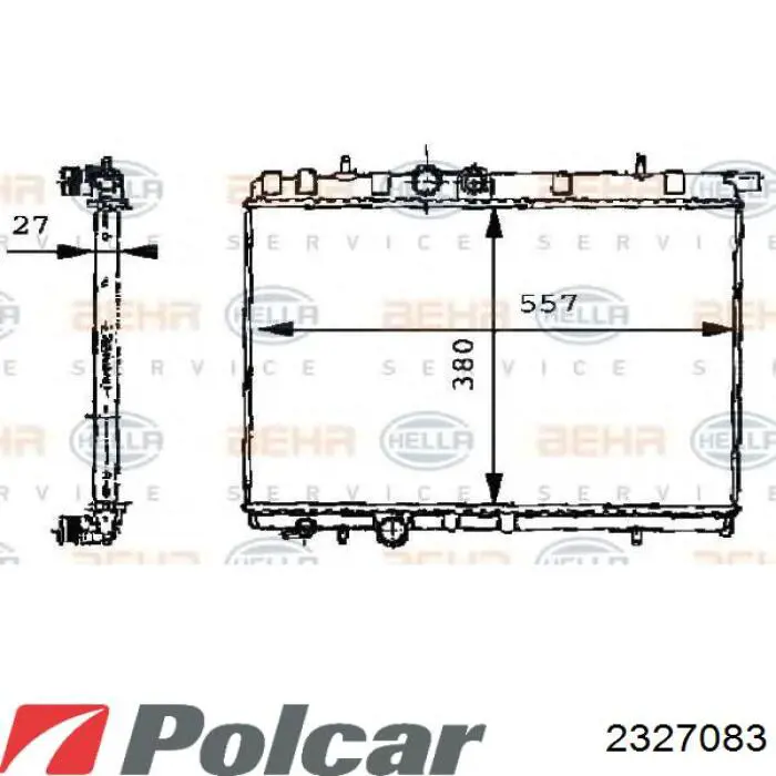 Радиатор охлаждения двигателя Polcar 2327083 цена, от 32.14 USD