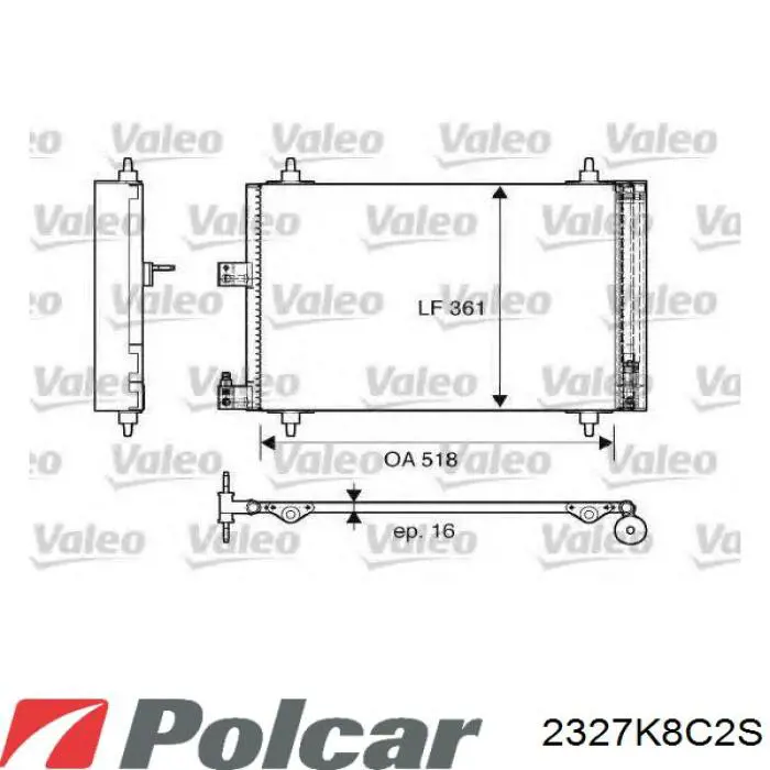 Радиатор кондиционера 2327K8C2S Polcar