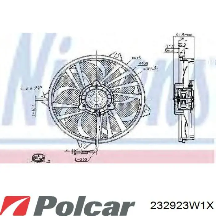 Электровентилятор охлаждения 232923W1X Polcar