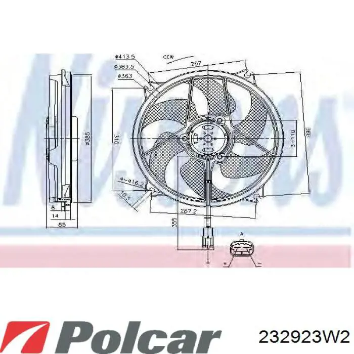 Электровентилятор охлаждения в сборе Polcar 232923W2 цена, от 47.20 USD