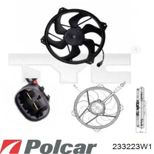 Электровентилятор охлаждения в сборе Polcar 233223W1 цена, от 42.95 USD