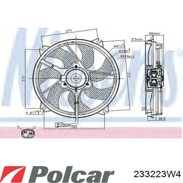 233223W4 Polcar электровентилятор охлаждения в сборе (мотор+крыльчатка)
