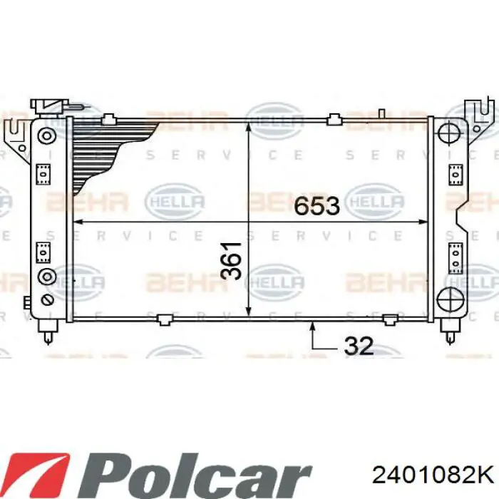 Радиатор охлаждения двигателя Polcar 2401082K цена, от 78.68 USD