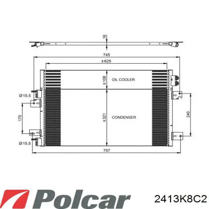 2413K8C2 Polcar радиатор кондиционера