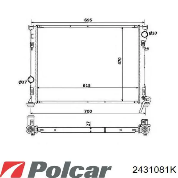 Радиатор охлаждения двигателя Polcar 2431081K цена, от 99.75 USD