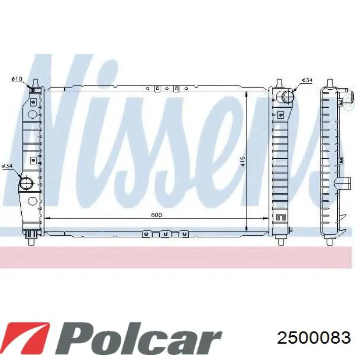 Радиатор охлаждения двигателя Polcar 2500083 цена, от 54.53 USD