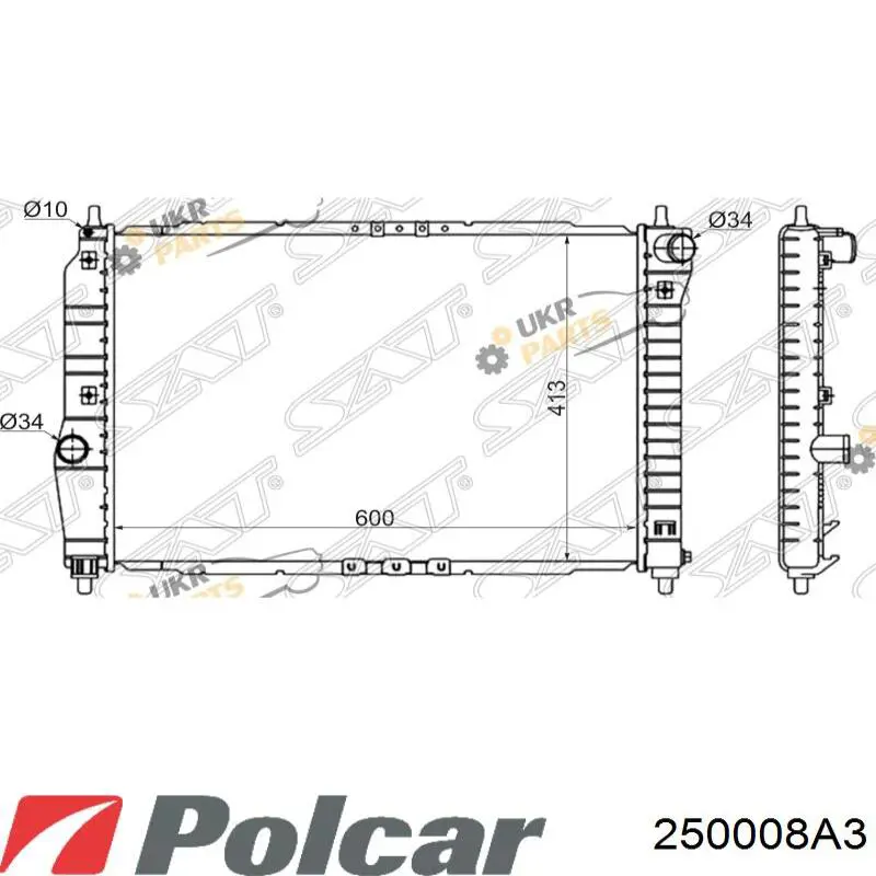 Радиатор охлаждения двигателя Polcar 250008A3 цена, от 44.19 USD