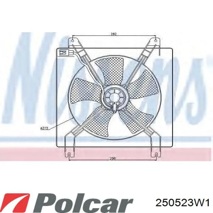 250523W1 Polcar диффузор радиатора охлаждения, в сборе с мотором и крыльчаткой
