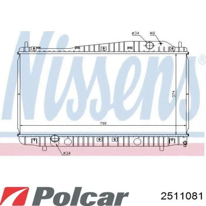 Купить 2511081 Polcar Радиатор водяной