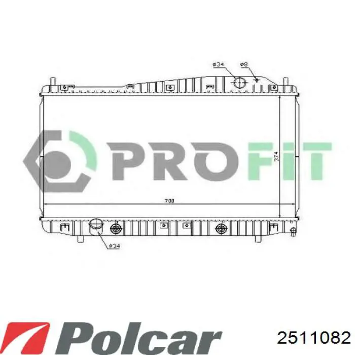 Радиатор охлаждения двигателя Polcar 2511082 цена, от 60.74 USD