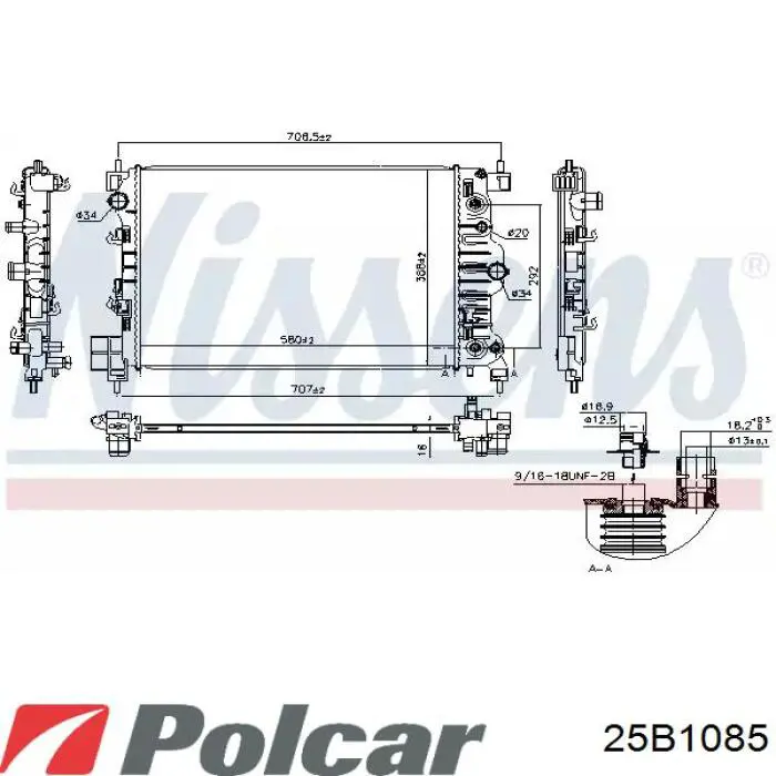 Радиатор 25B1085 Polcar