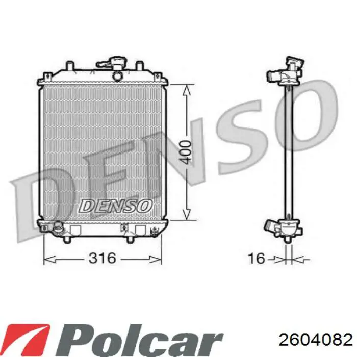 Купить 2604082 Polcar Радиатор водяной