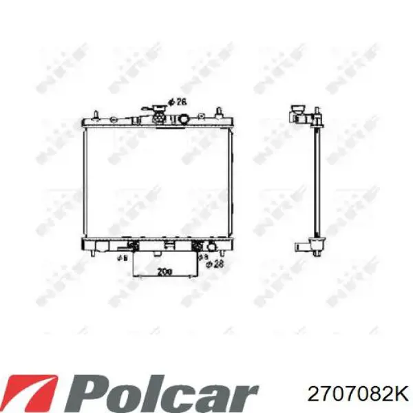 Радиатор охлаждения двигателя Polcar 2707082 цена, от 49.41 USD