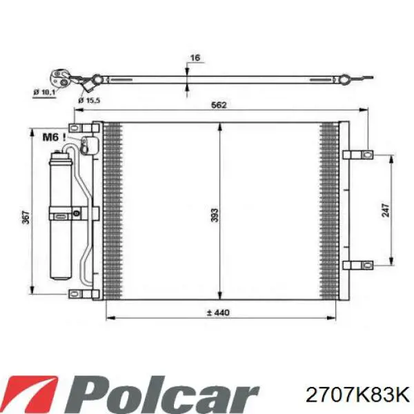 Конденсатор кондиционера Polcar 2707K83K цена, от 120.43 USD