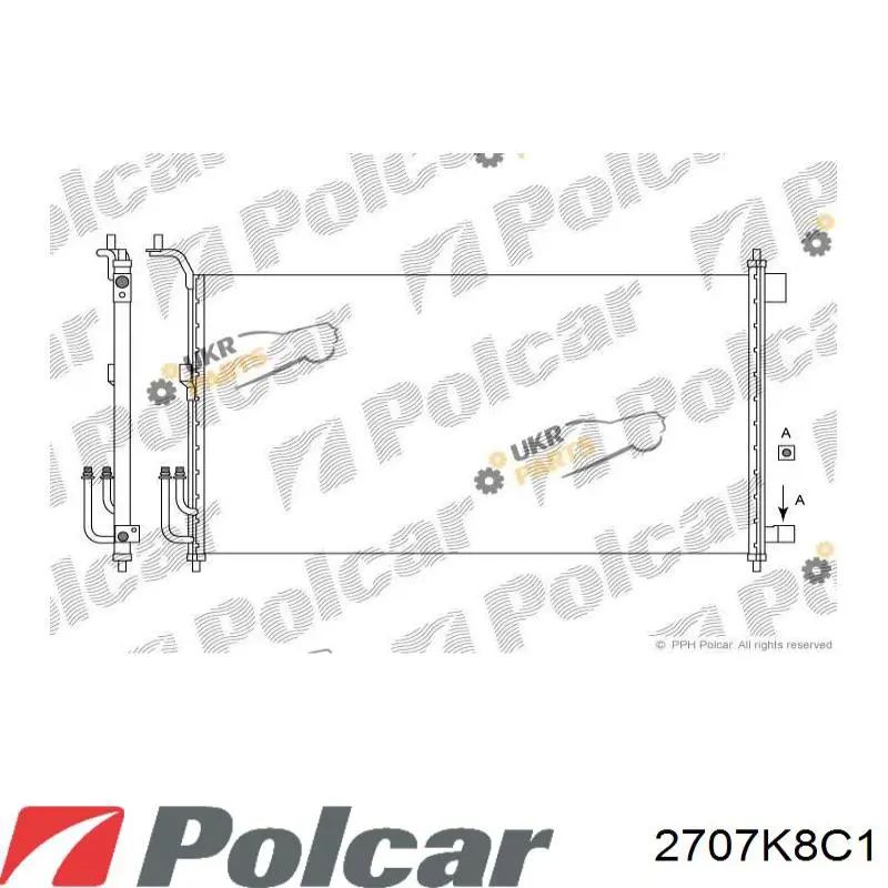 Радиатор кондиционера 2707K8C1 Polcar