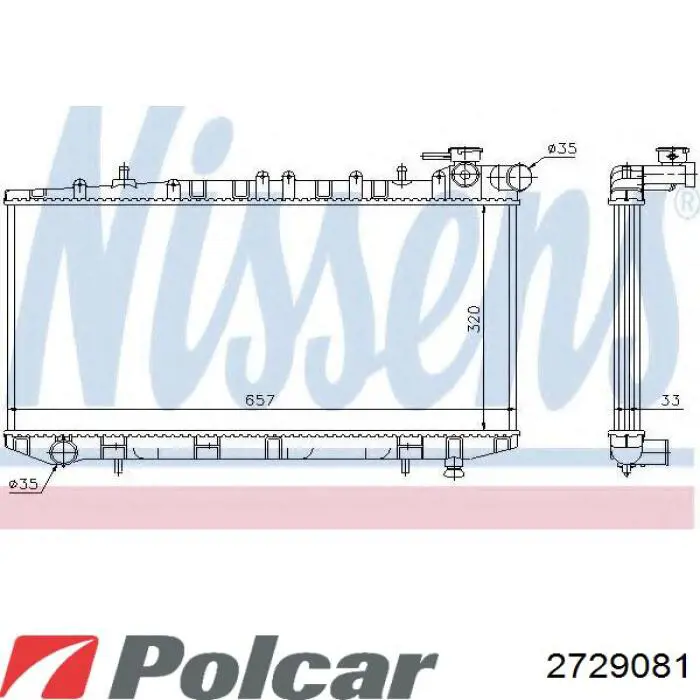 Купить 2729081 Polcar Радиатор водяной