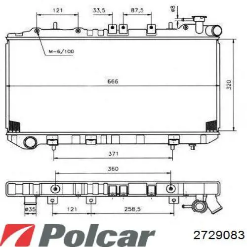 Радиатор охлаждения двигателя Polcar 2729083 цена, от 55.47 USD