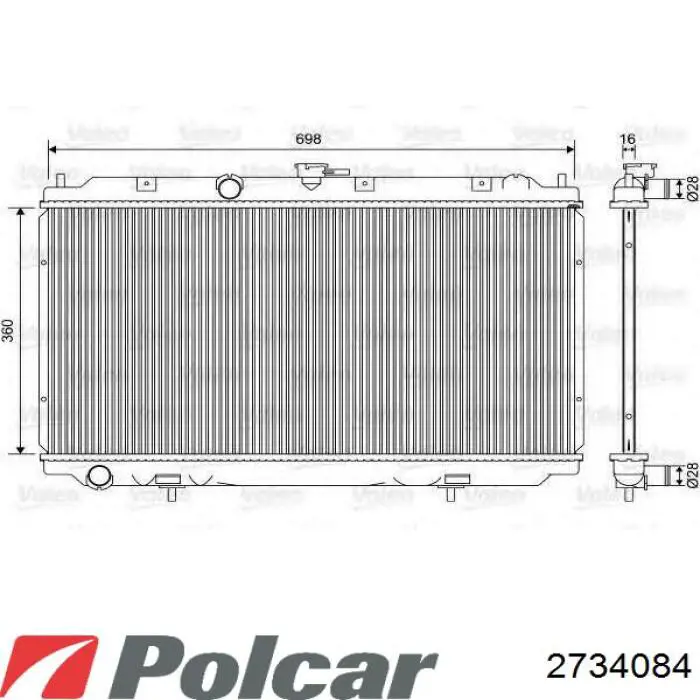 Купить 2734084 Polcar Радиатор водяной