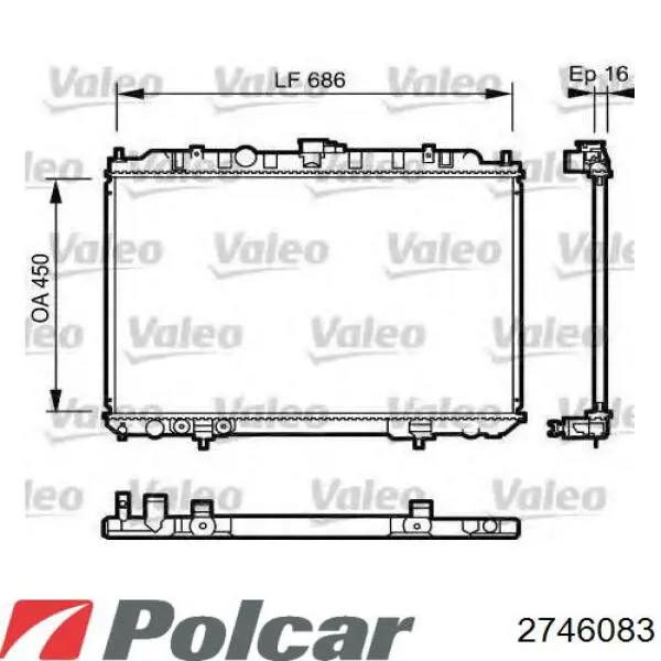 Радиатор охлаждения двигателя Polcar 2746083 цена, от 72.83 USD