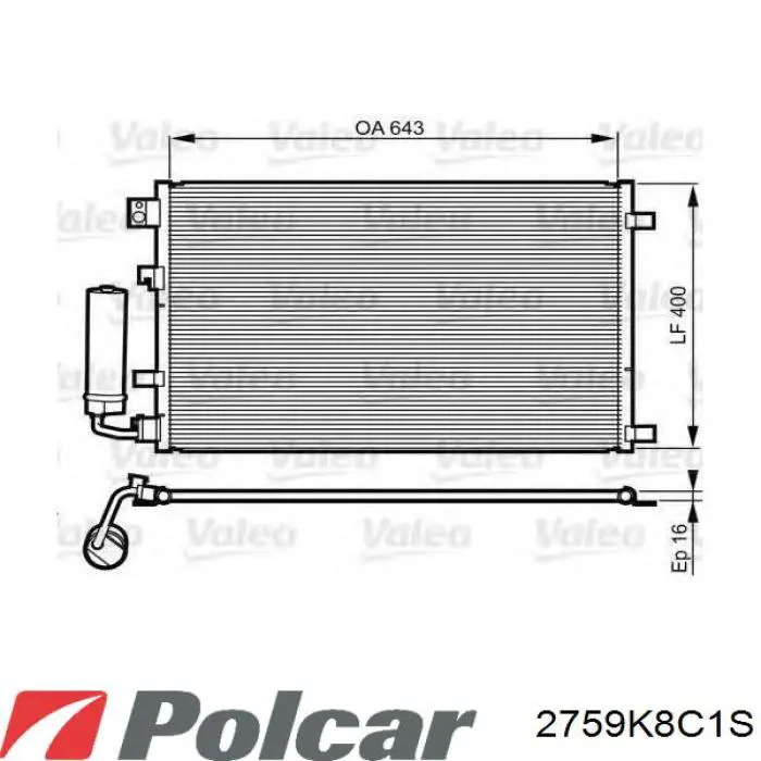 Радиатор кондиционера 2759K8C1S Polcar