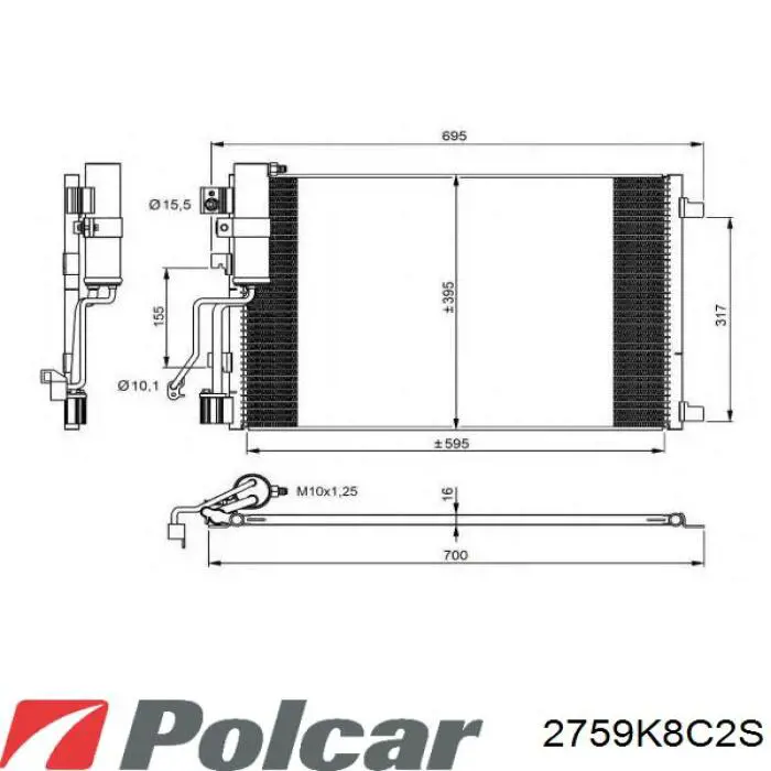 2759K8C2S Polcar радиатор кондиционера