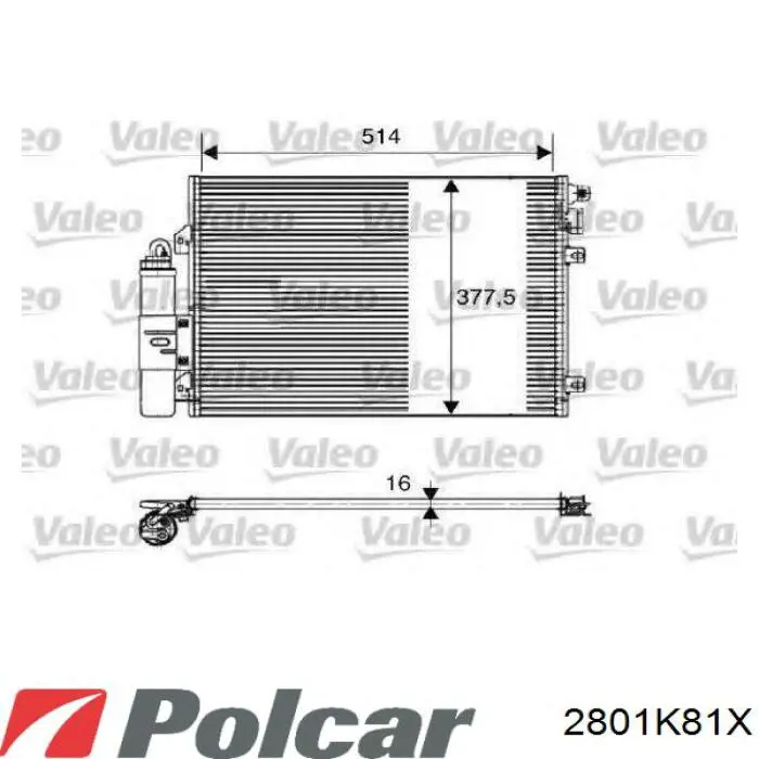 Радиатор кондиционера 2801K81X Polcar