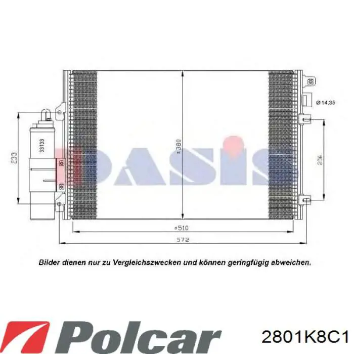 Радиатор кондиционера 2801K8C1 Polcar