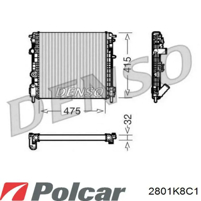 Радиатор кондиционера 2801K8C1 Polcar