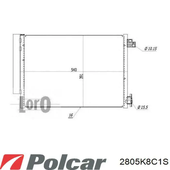 Купить 2805K8C1S Polcar Радиатор системы охлаждения кондиционера