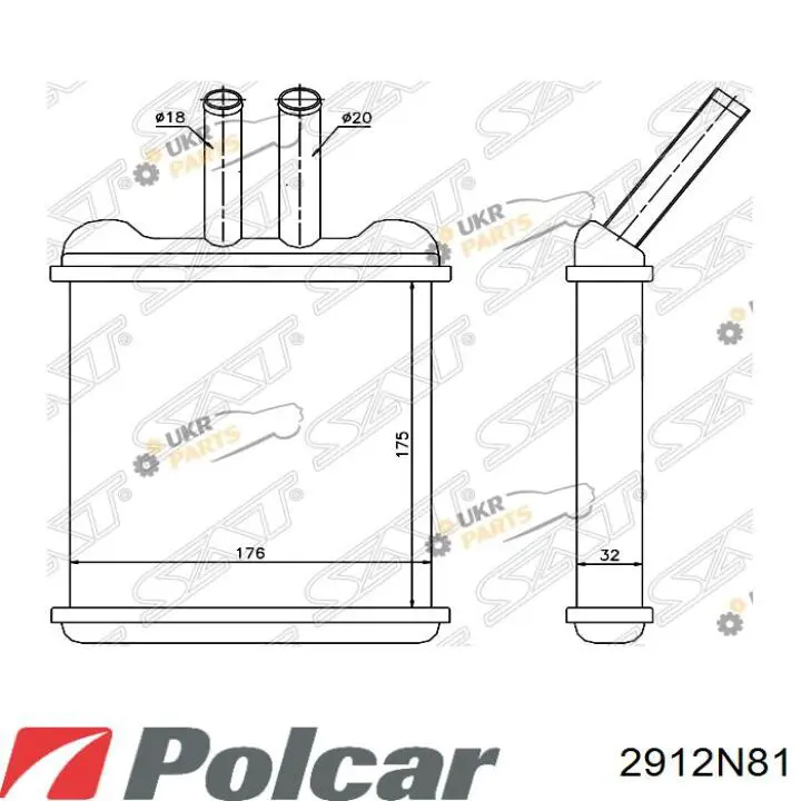 2912N81 Polcar Радиатор отопителя салона