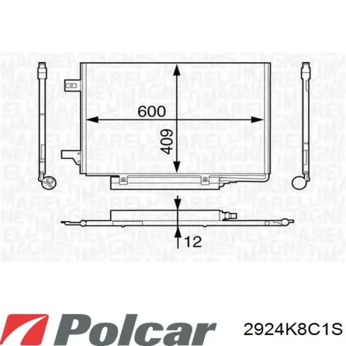 Конденсатор кондиционера Polcar 2924K8C1S цена, от 67.80 USD