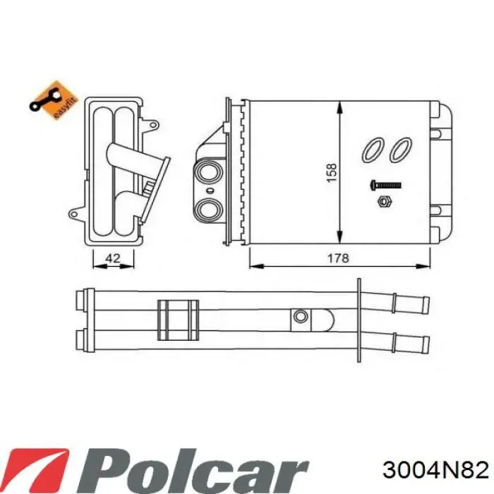 3004N82 Polcar Радиатор отопителя салона